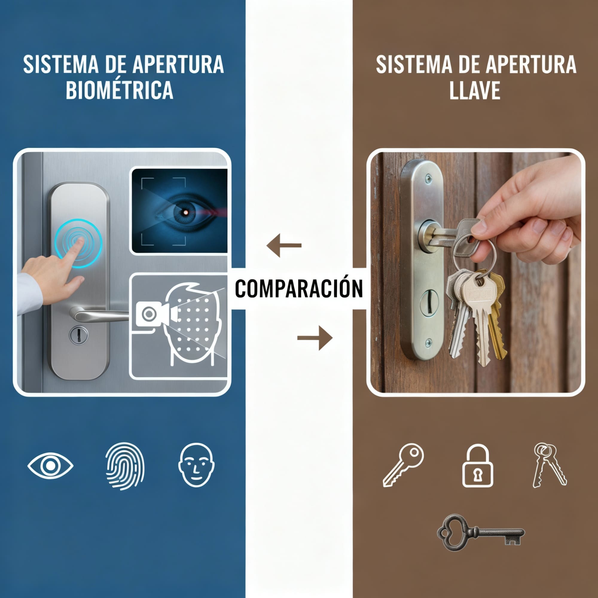 Comparación entre sistemas de apertura biométrica y llave