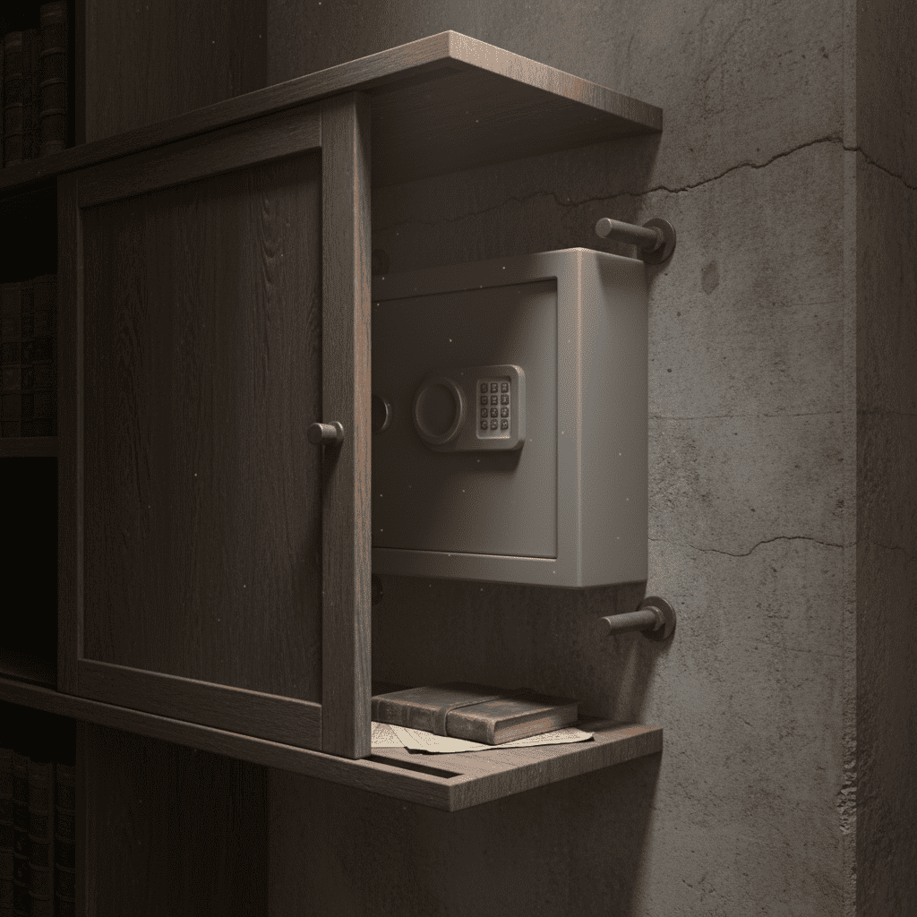 Caja fuerte anclada en un lugar discreto